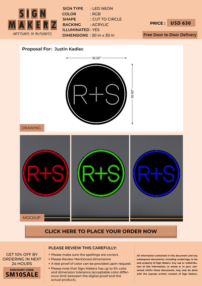 LED Neon Signs For Justin Kadlec