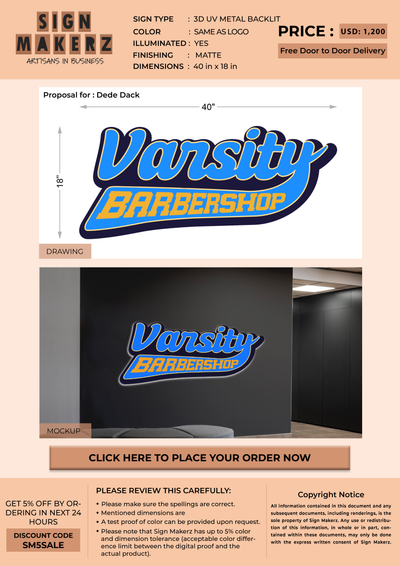 3D UV Metal Backlit Sign For ERC