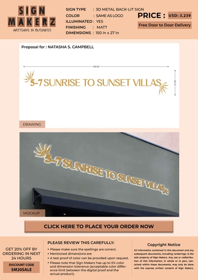 3D Metal Backlit Sign For NATASHA S. CAMPBELL