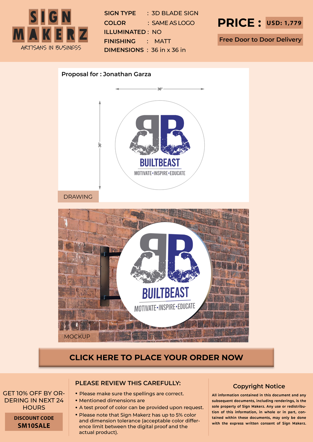 3D Blade Sign For Jonathan Garza