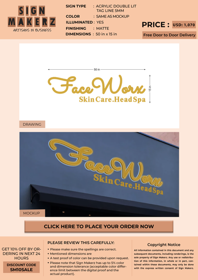 Acrylic Double-Lit Sign for faceworkx