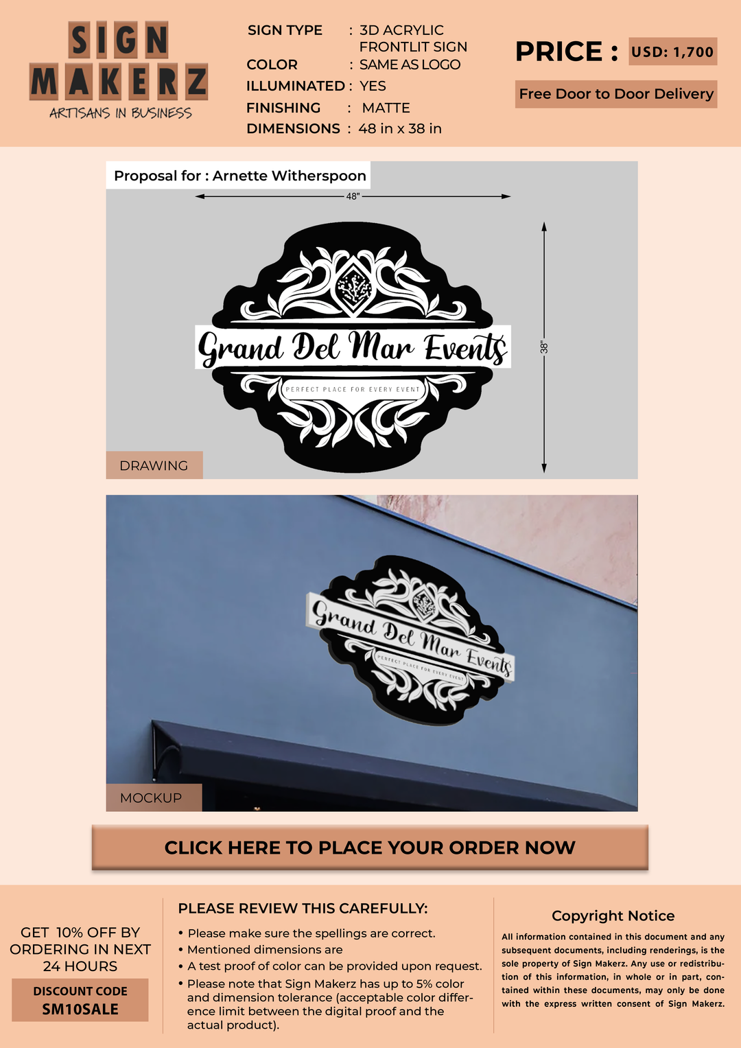 3D Acrylic Frontlit Sign For Arnette Witherspoon