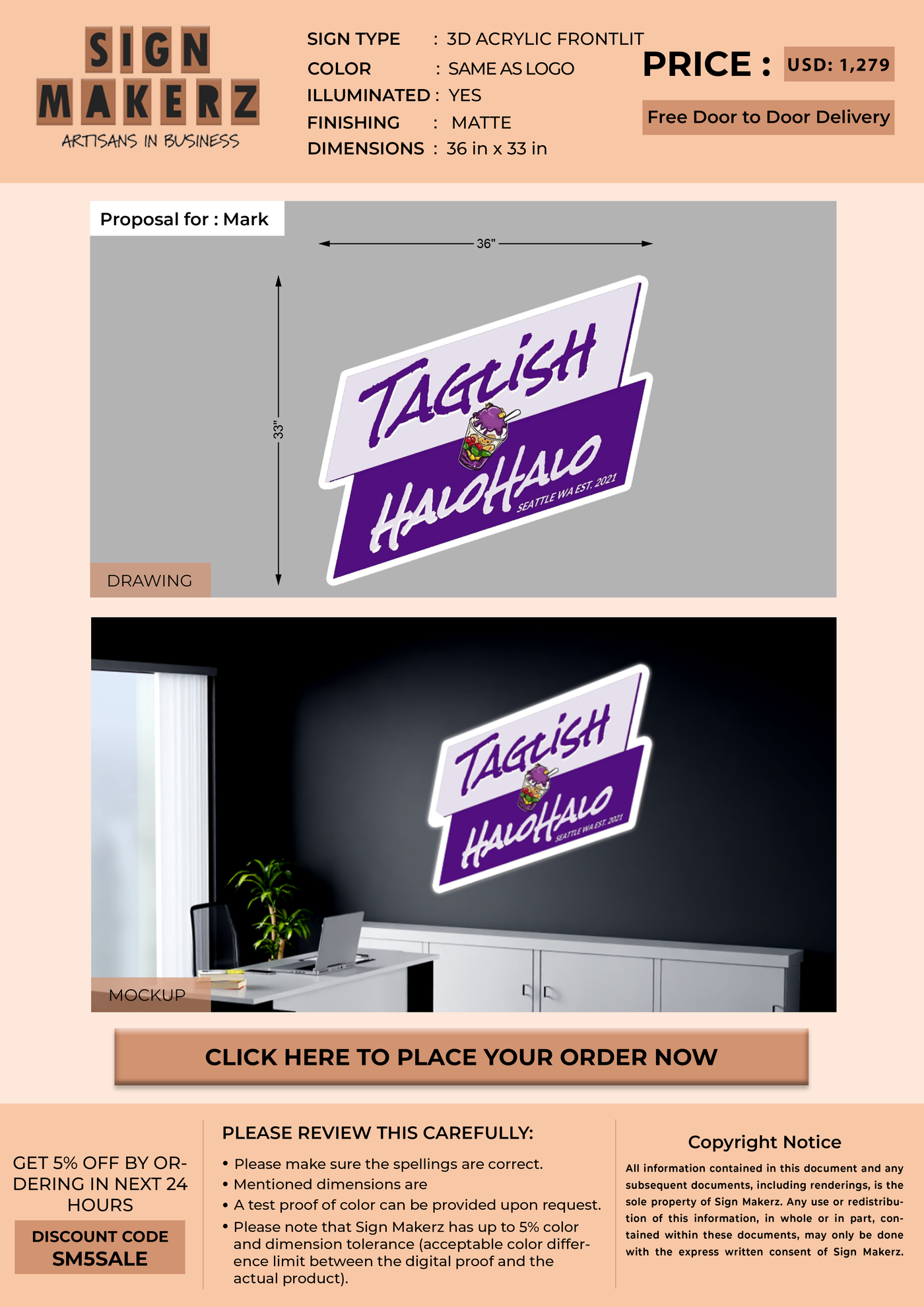 3D Acrylic Frontlit Sign For Mark