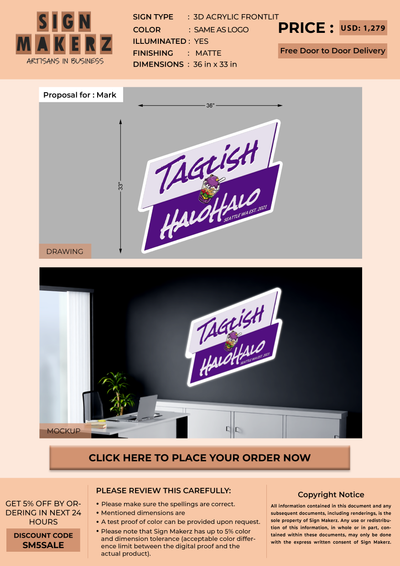 3D Acrylic Frontlit Sign For Mark