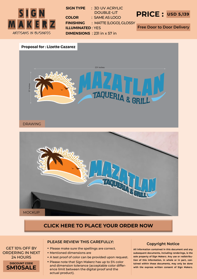 UV Acrylic Double Lit Sign for Lizette Cazarez