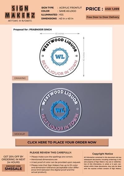 3D Acrylic Frontlit Sign for PRABNOOR SINGH
