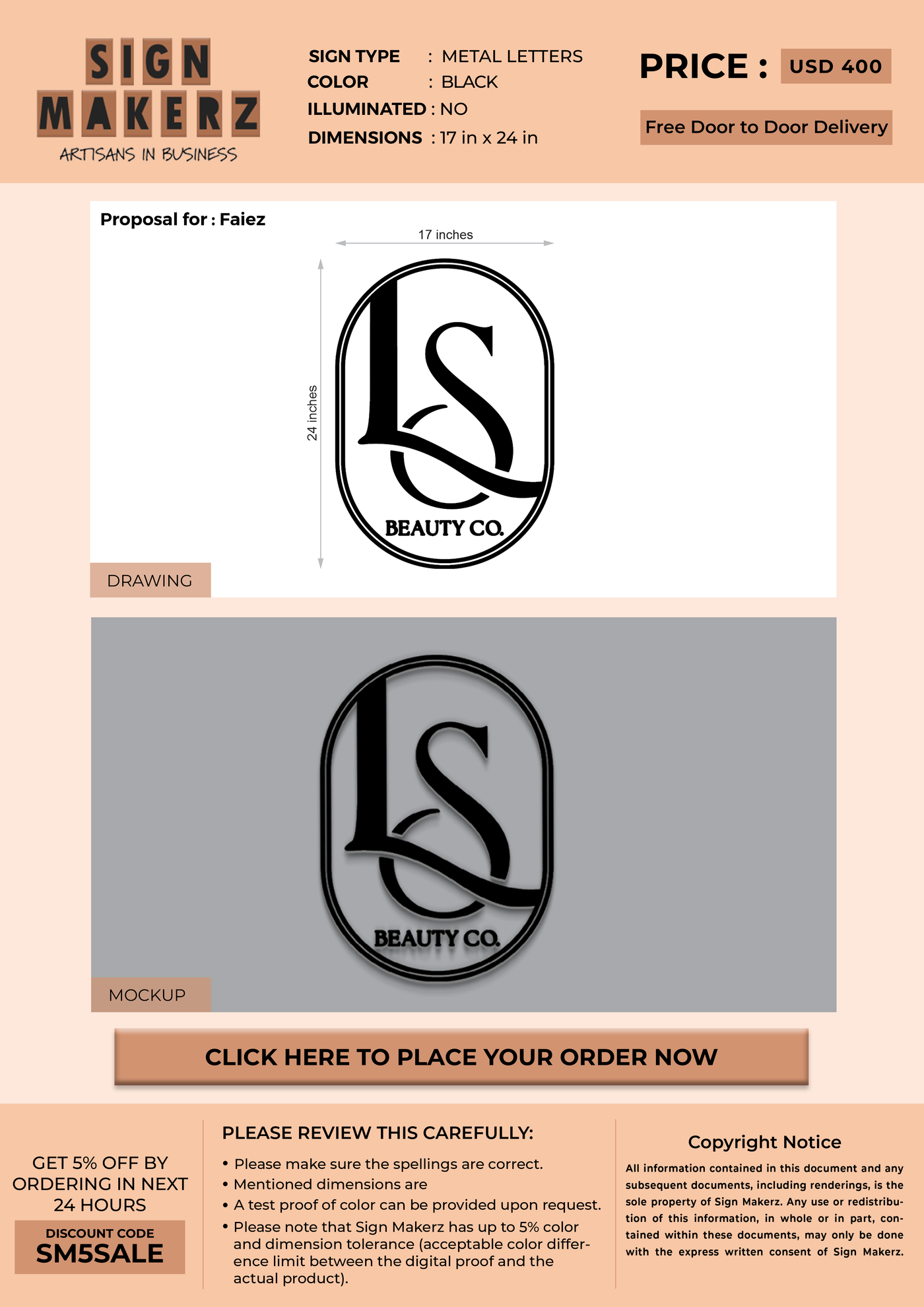5mm Metal Sign for Faiez