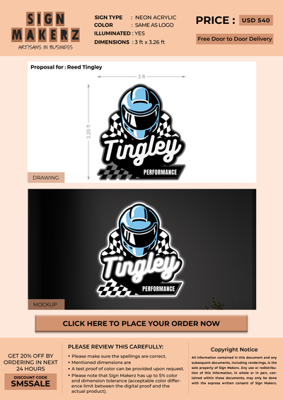 Neon Acrylic Sign for Reed Tingley
