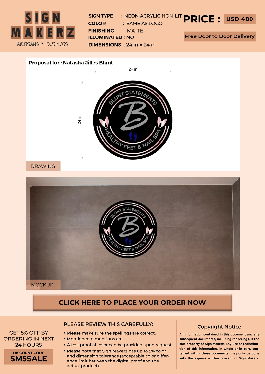 Neon Acrylic Signs for Natasha Jilles Blunt