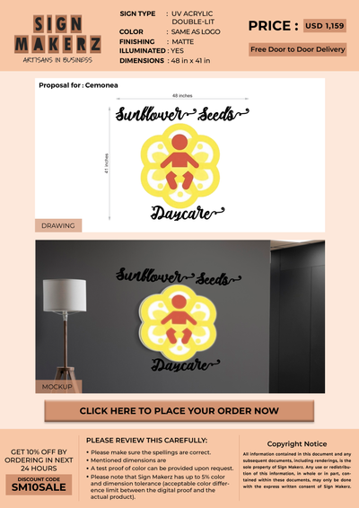 UV Acrylic Double-Lit sign for Cemonea
