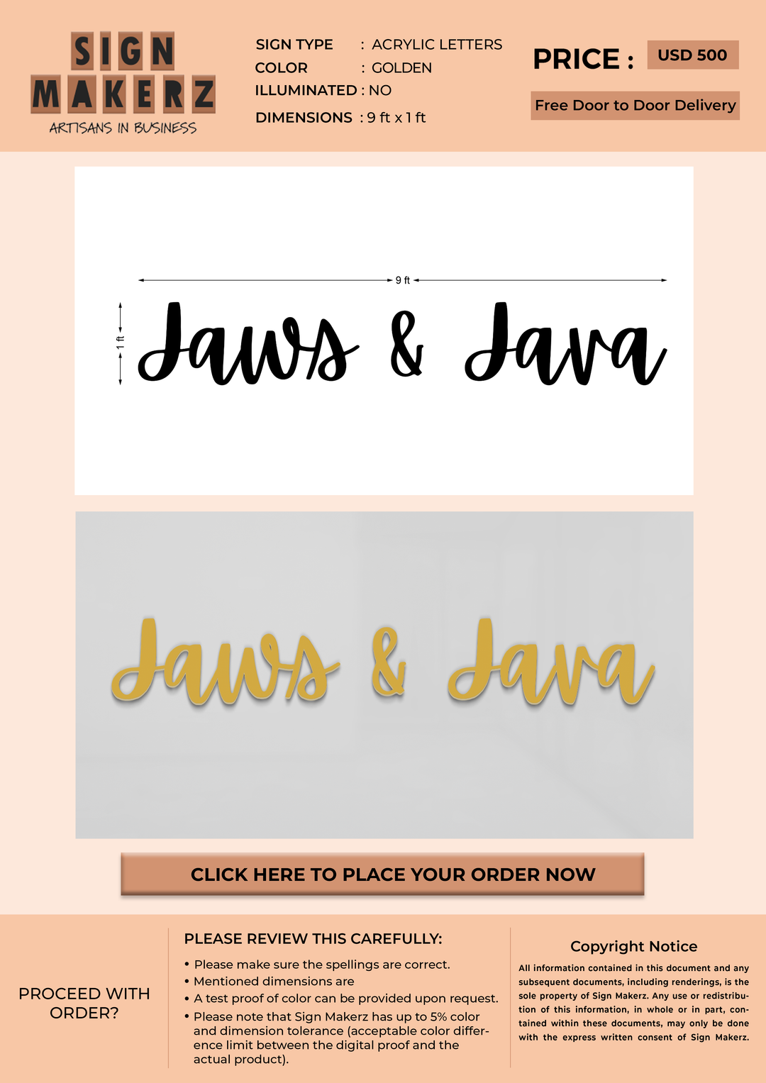 Business signage proposal for Dayna Brink