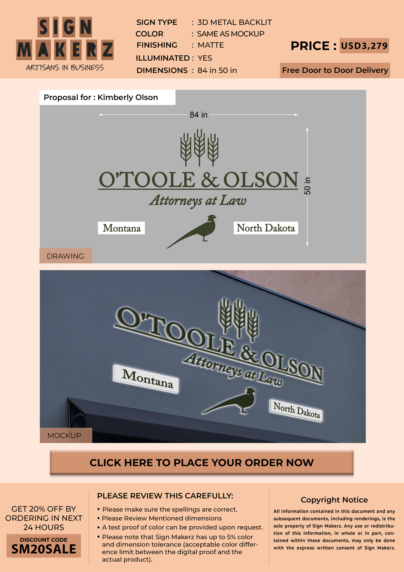 Business signage for Kimberly Olson