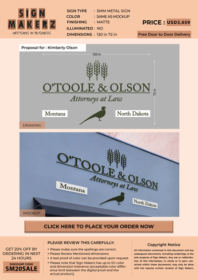 Business signage for Kimberly Olson