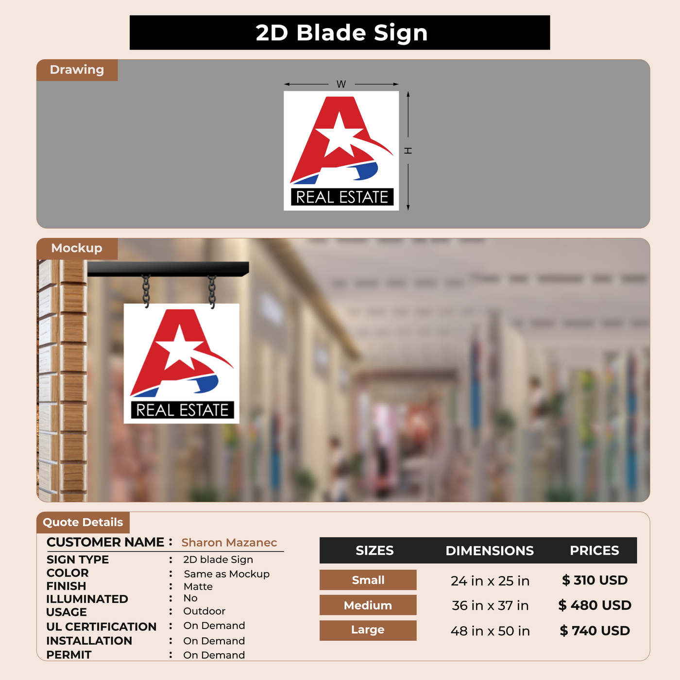 Business signage for Sharon Mazanec