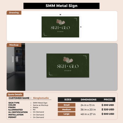 5mm metal sign for Sknglostudio