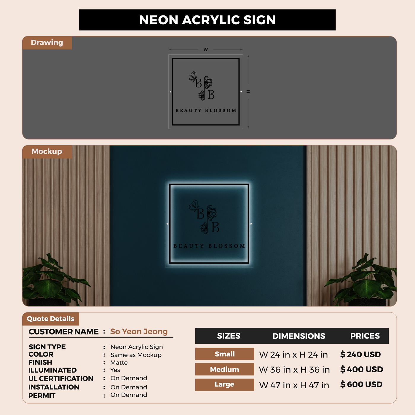 Neon Acrylic Sign For So Yeon Jeong