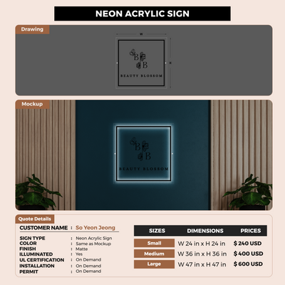 Neon Acrylic Sign For So Yeon Jeong