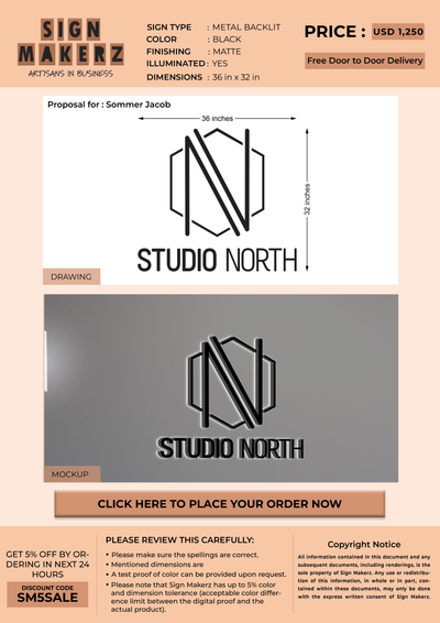 3D Metal Backlit sign Sommer Jacob