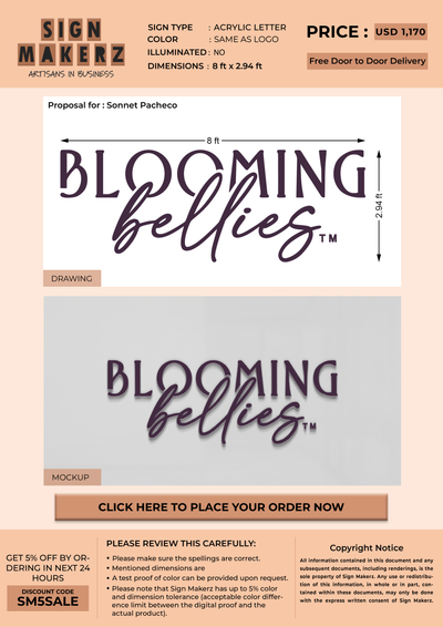 Business signage for Sonnet Pacheco