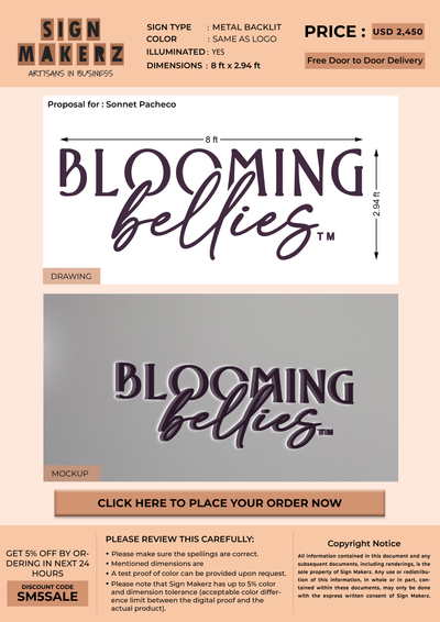 Business signage for Sonnet Pacheco