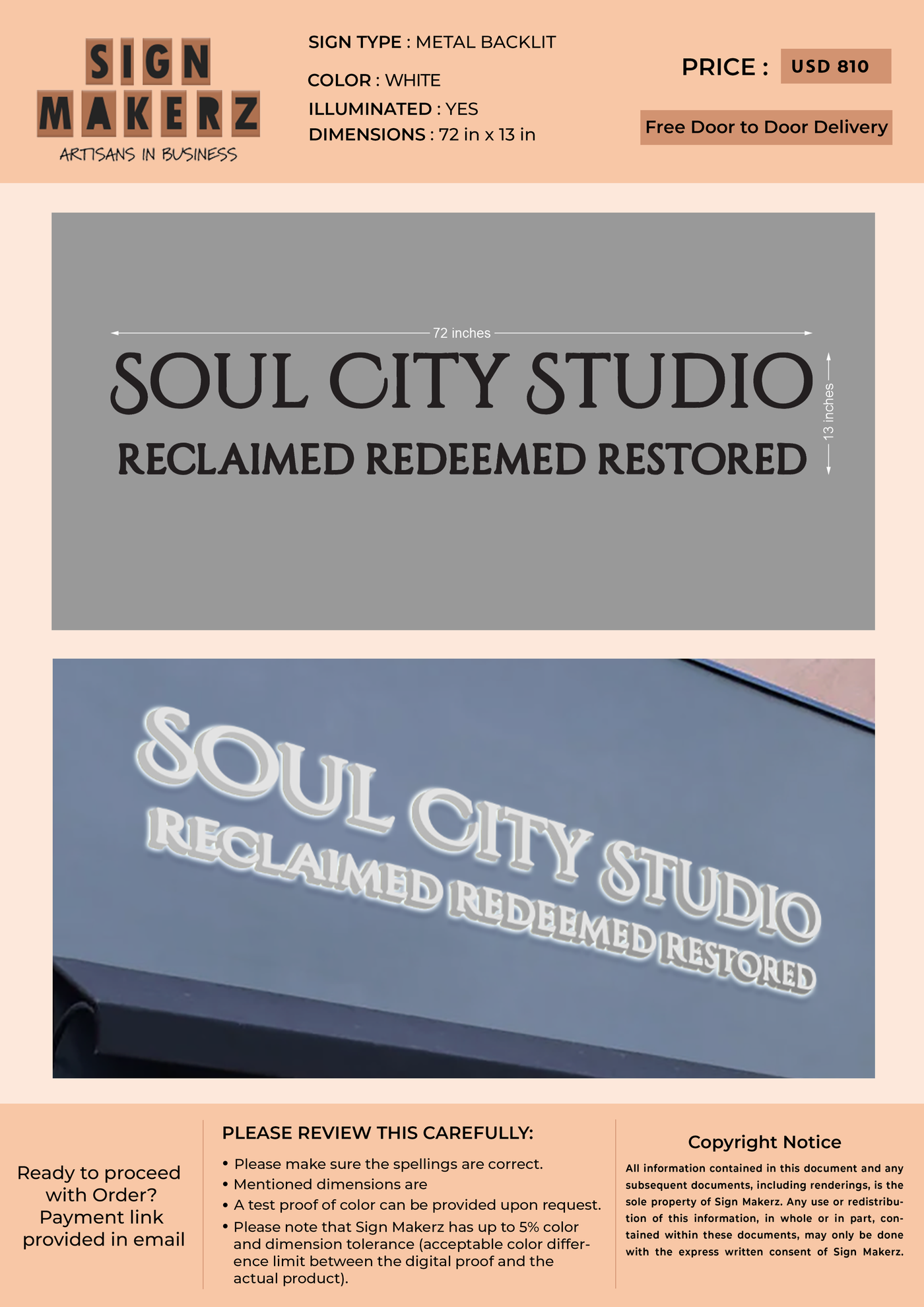 3d metal backlit for Soul City Studoi