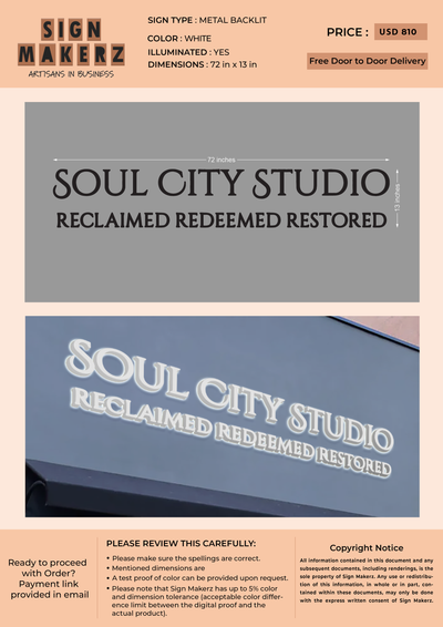 3d metal backlit for Soul City Studoi