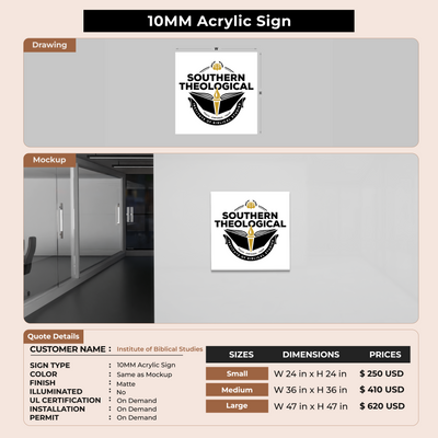 10mm Acrylic Sign for Southern Theological