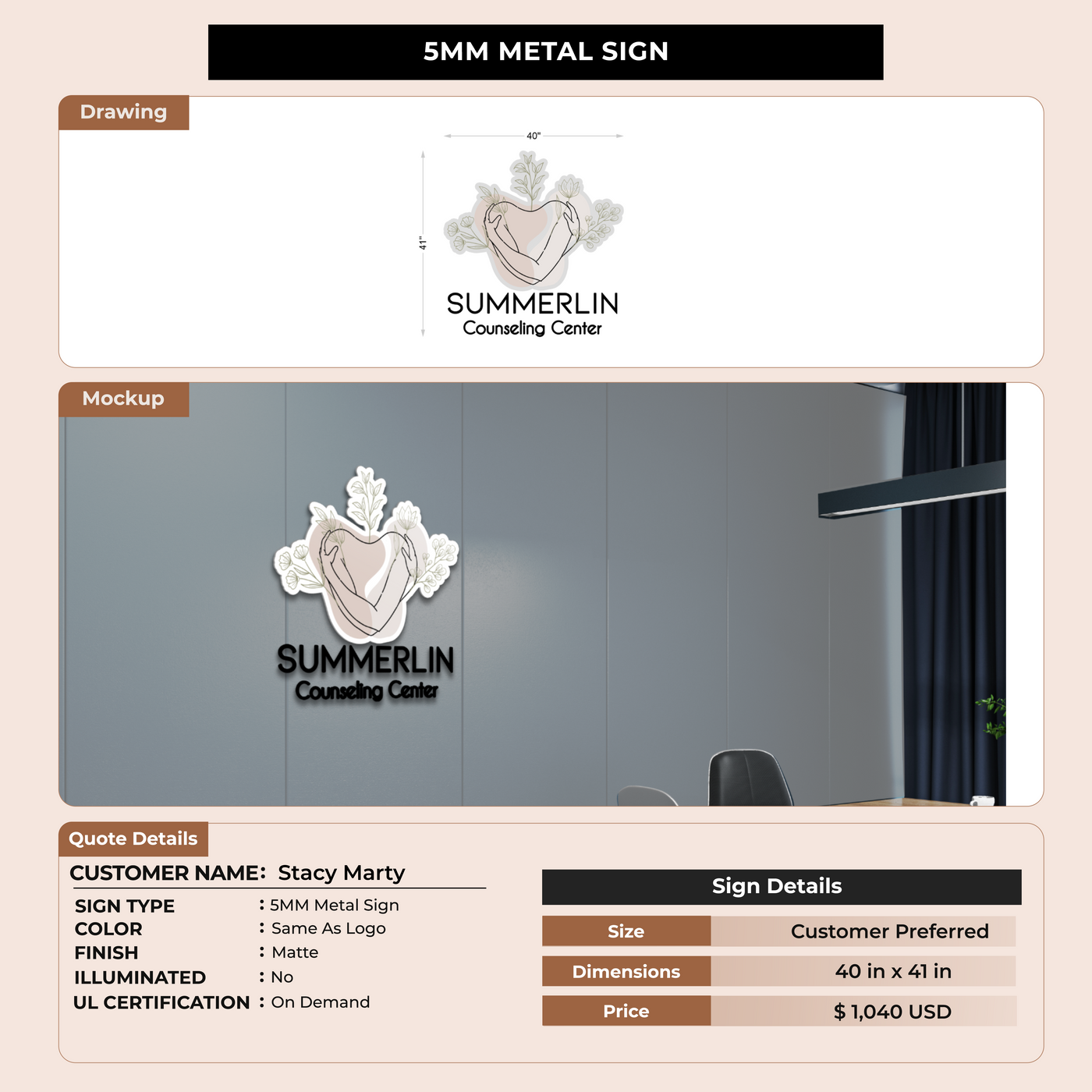 5MM Metal Sign For Stacy Marty
