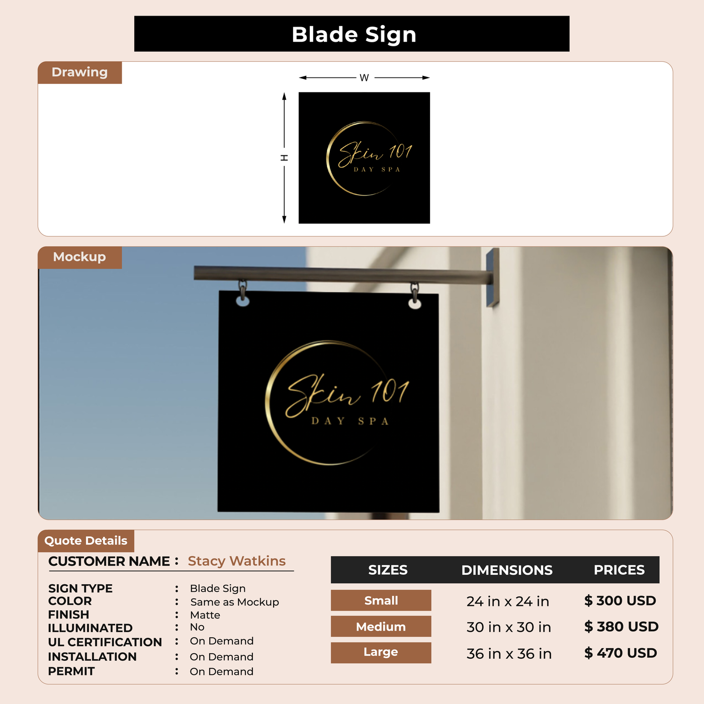 2d blade sign for Stacy Watkins