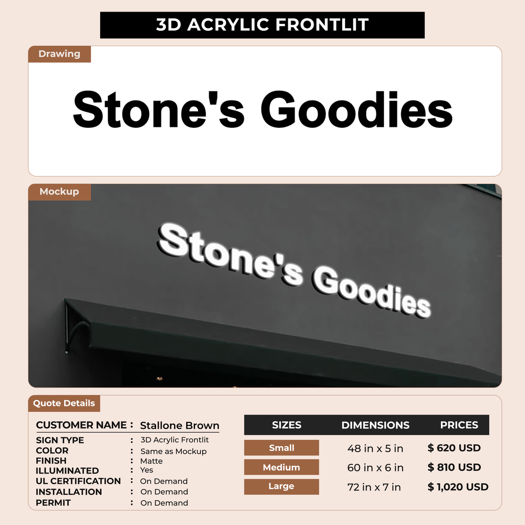 Business Signage for Stallone Brown