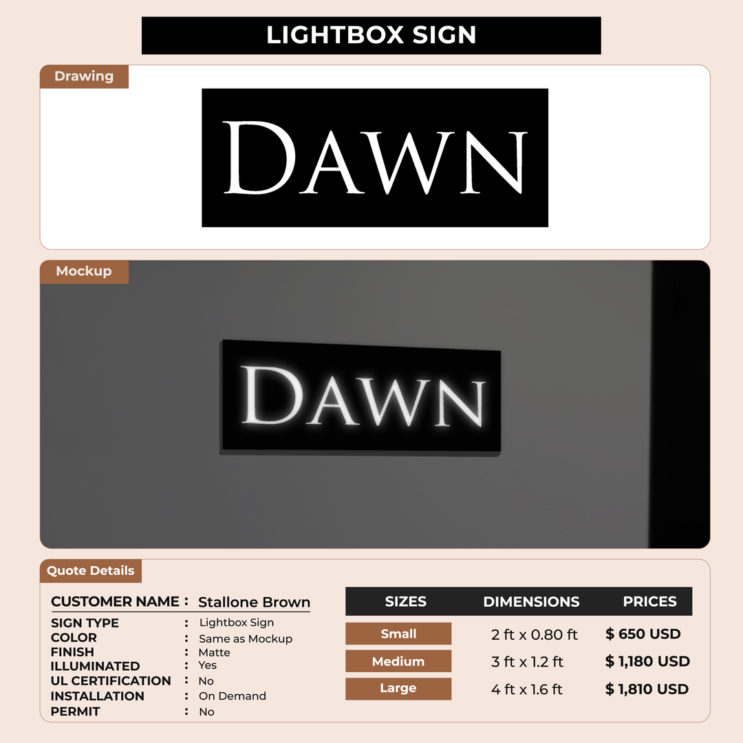 Business Signage for Stallone Brown