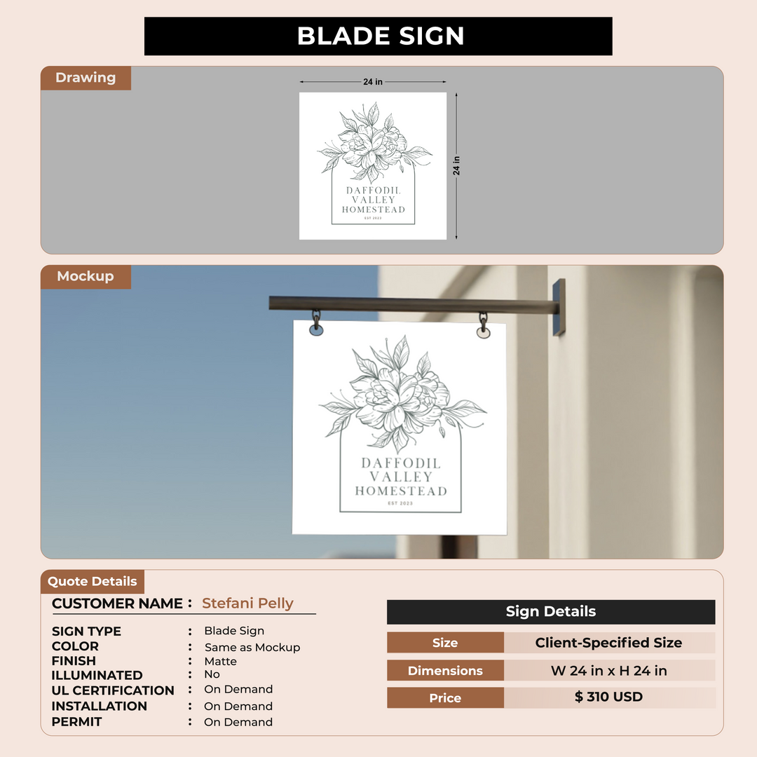 2D Blade Sign for Stefani Pelly