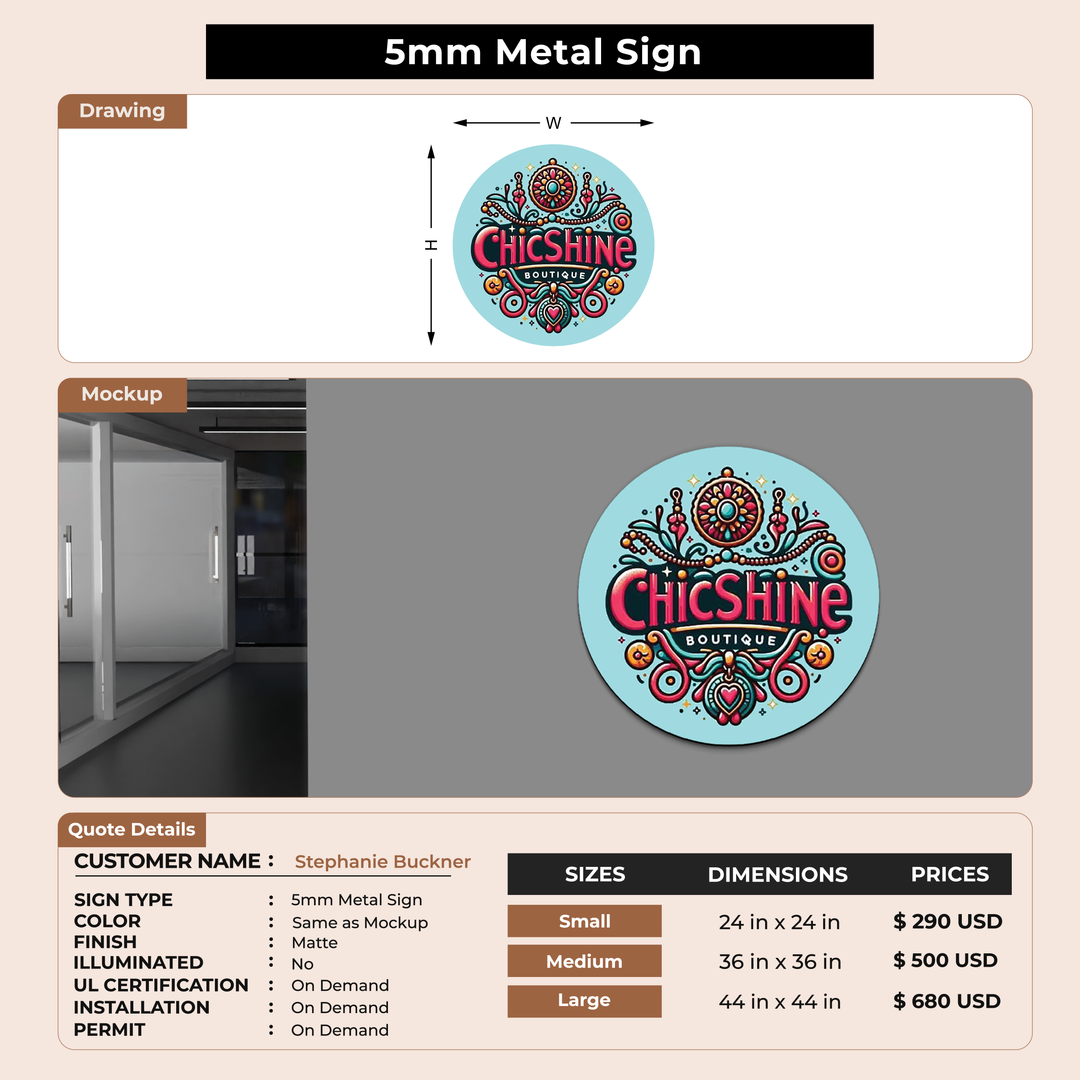 5mm metal sign for Stephanie Buckner