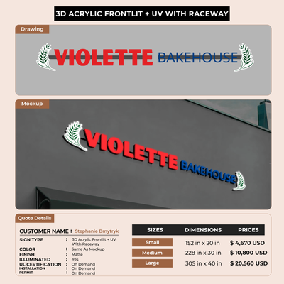 3d acrylic frontlit for Stephanie Dmytryk