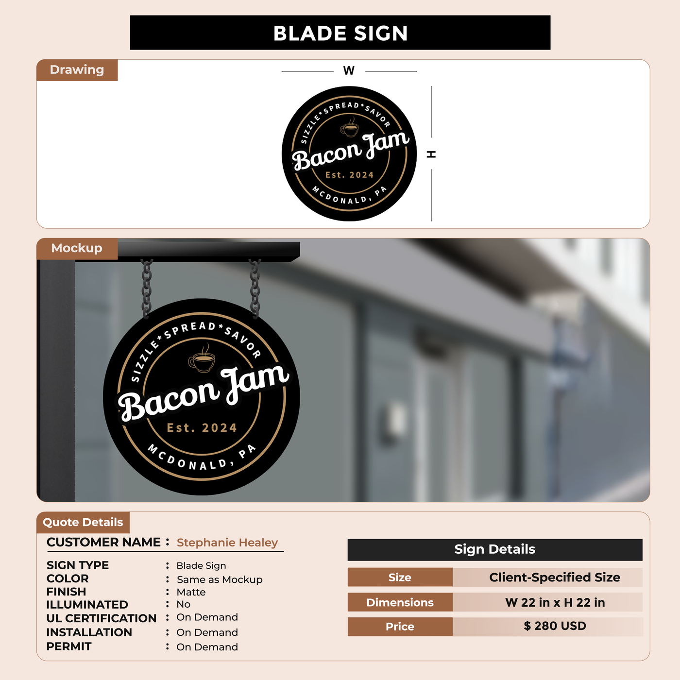 2D Blade Sign For Stephanie Healey