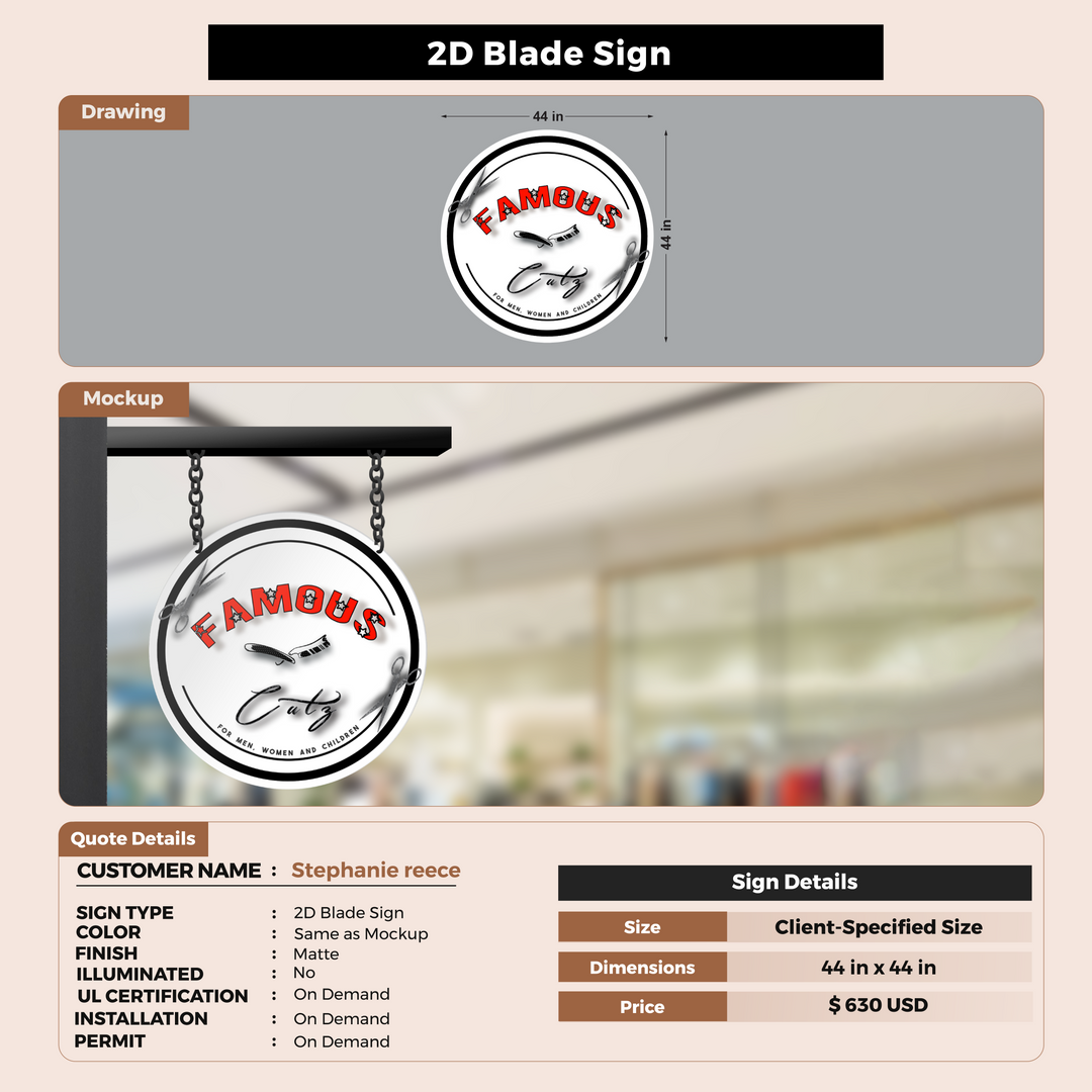 2D Blade sign for Stephanie reece