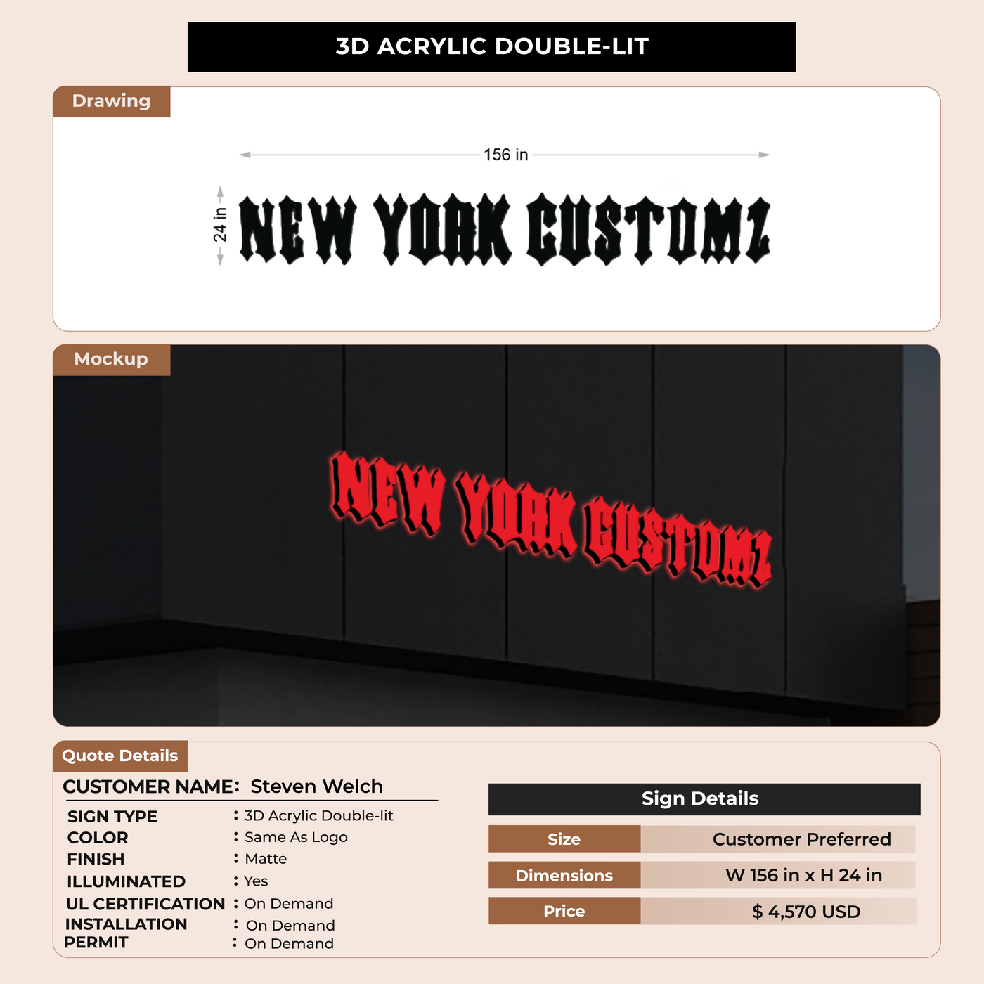 Custom Signs for Steven Welch