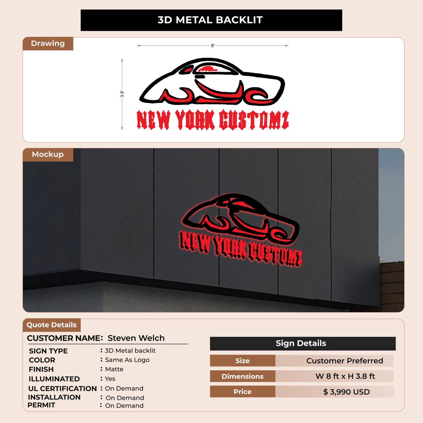 Custom Signs for Steven Welch
