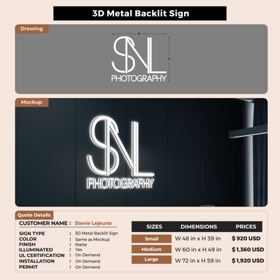 Custom signs for Stevie Lejeune