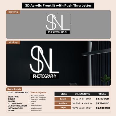 Custom signs for Stevie Lejeune