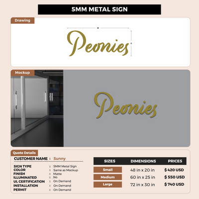 5mm metal sign for Sunny