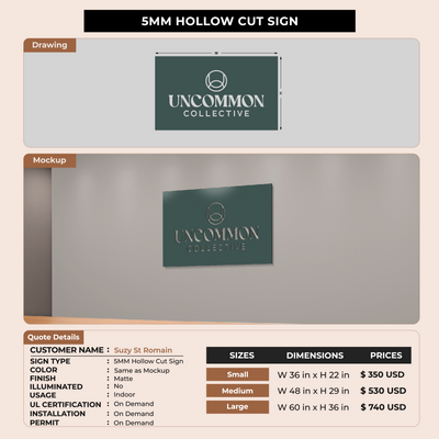 5MM Hollow Cut Sign For Suzy St Romain