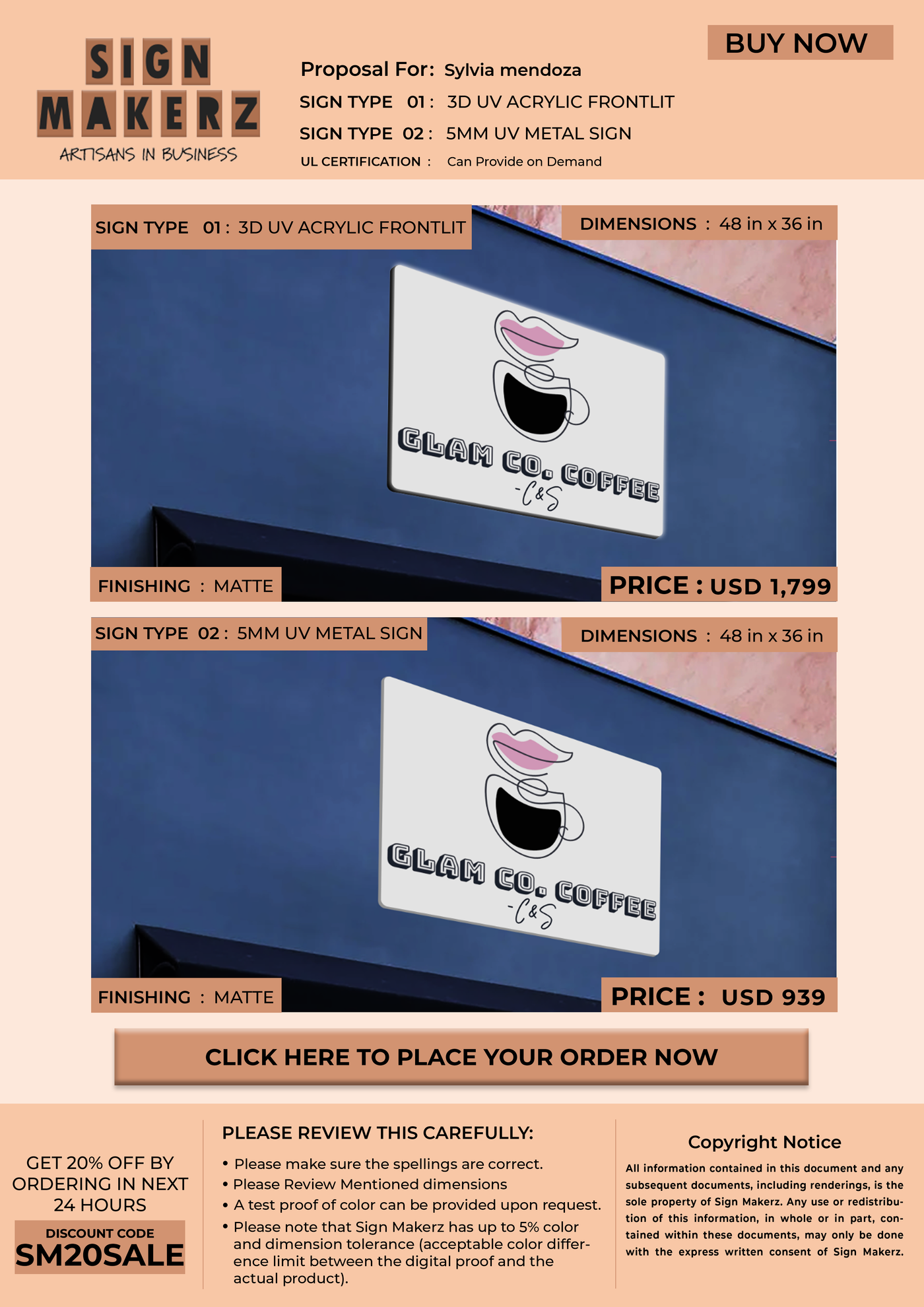 Business Signage for Sylvia mendoza
