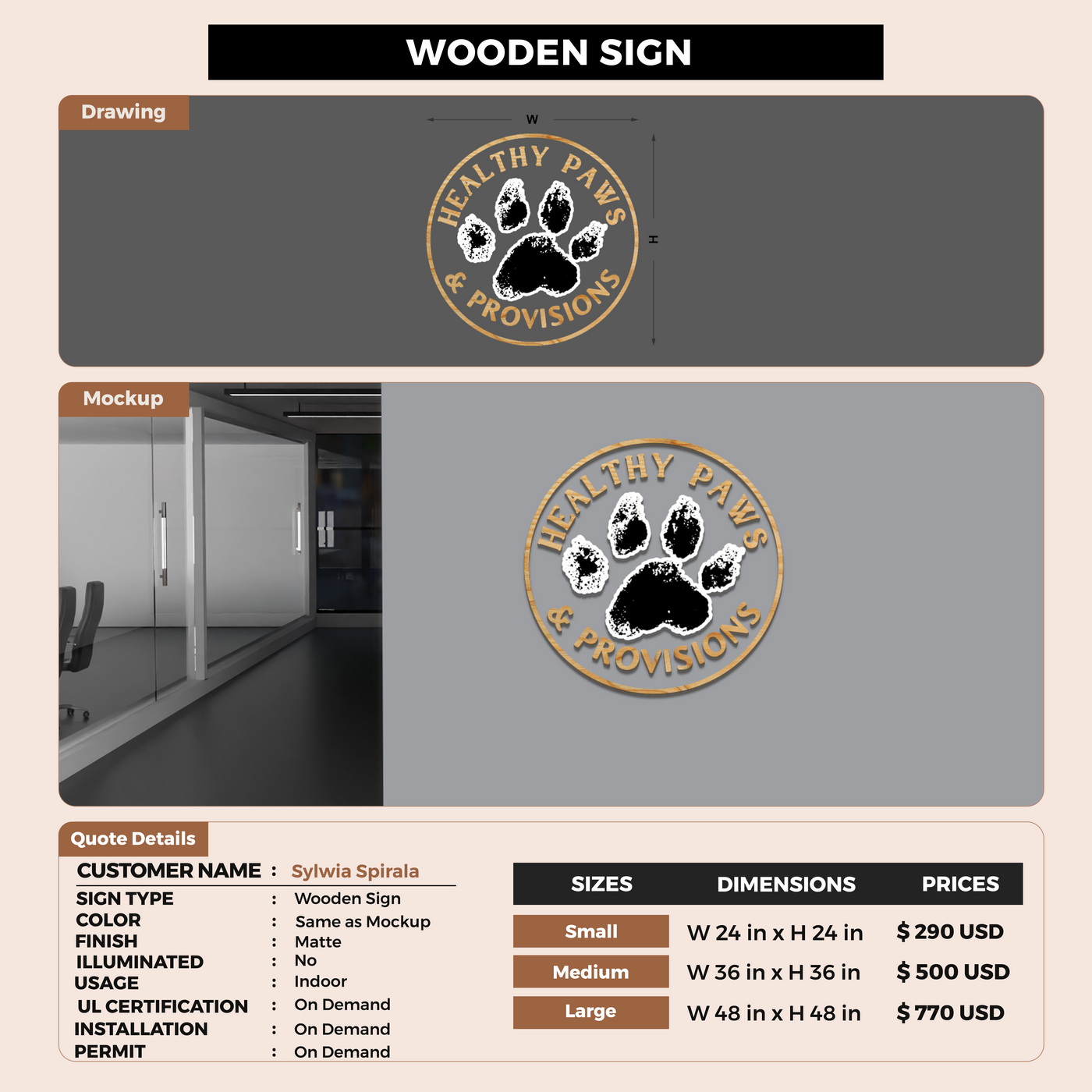 Wooden Sign For Sylwia Spirala