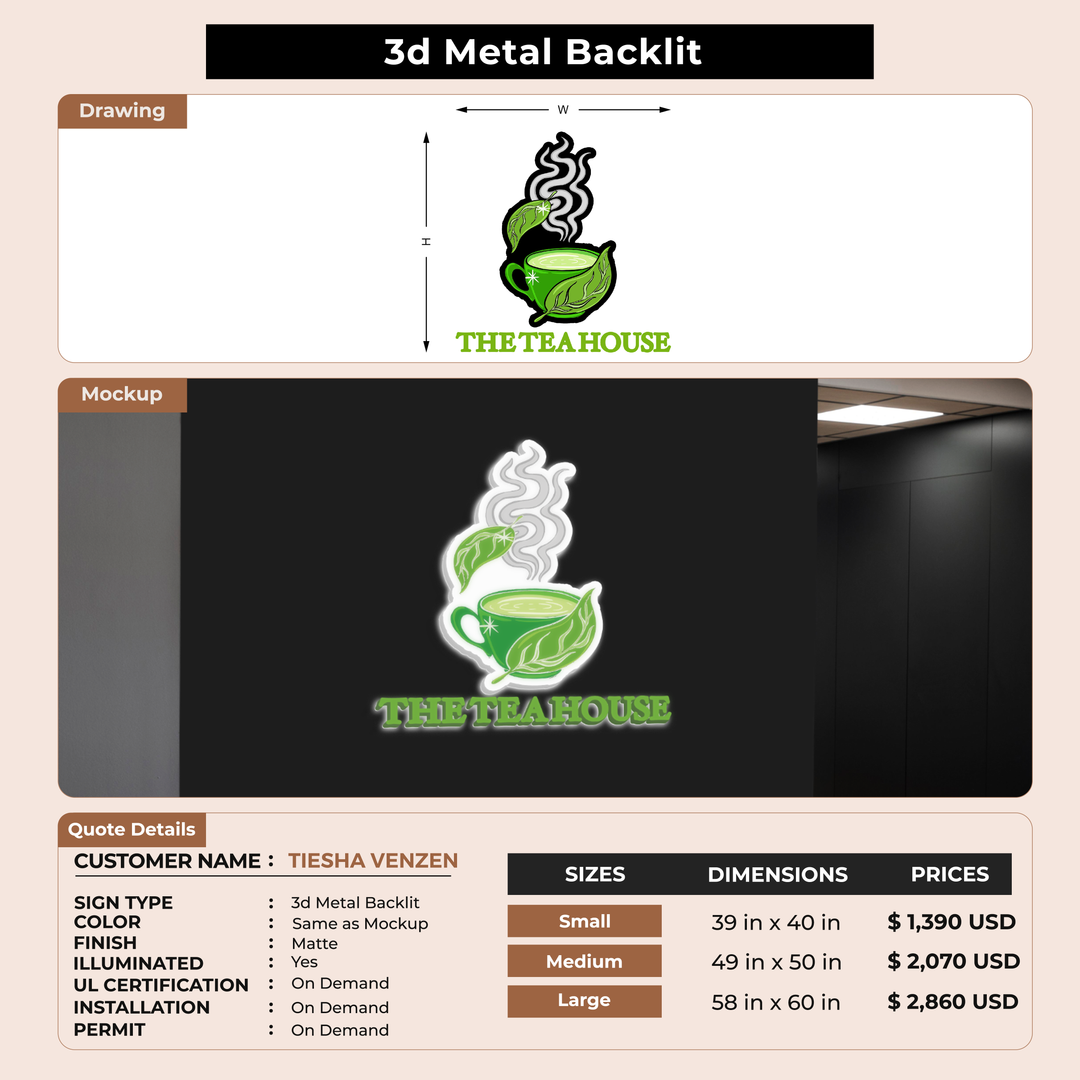 Business signage for TIESHA VENZEN