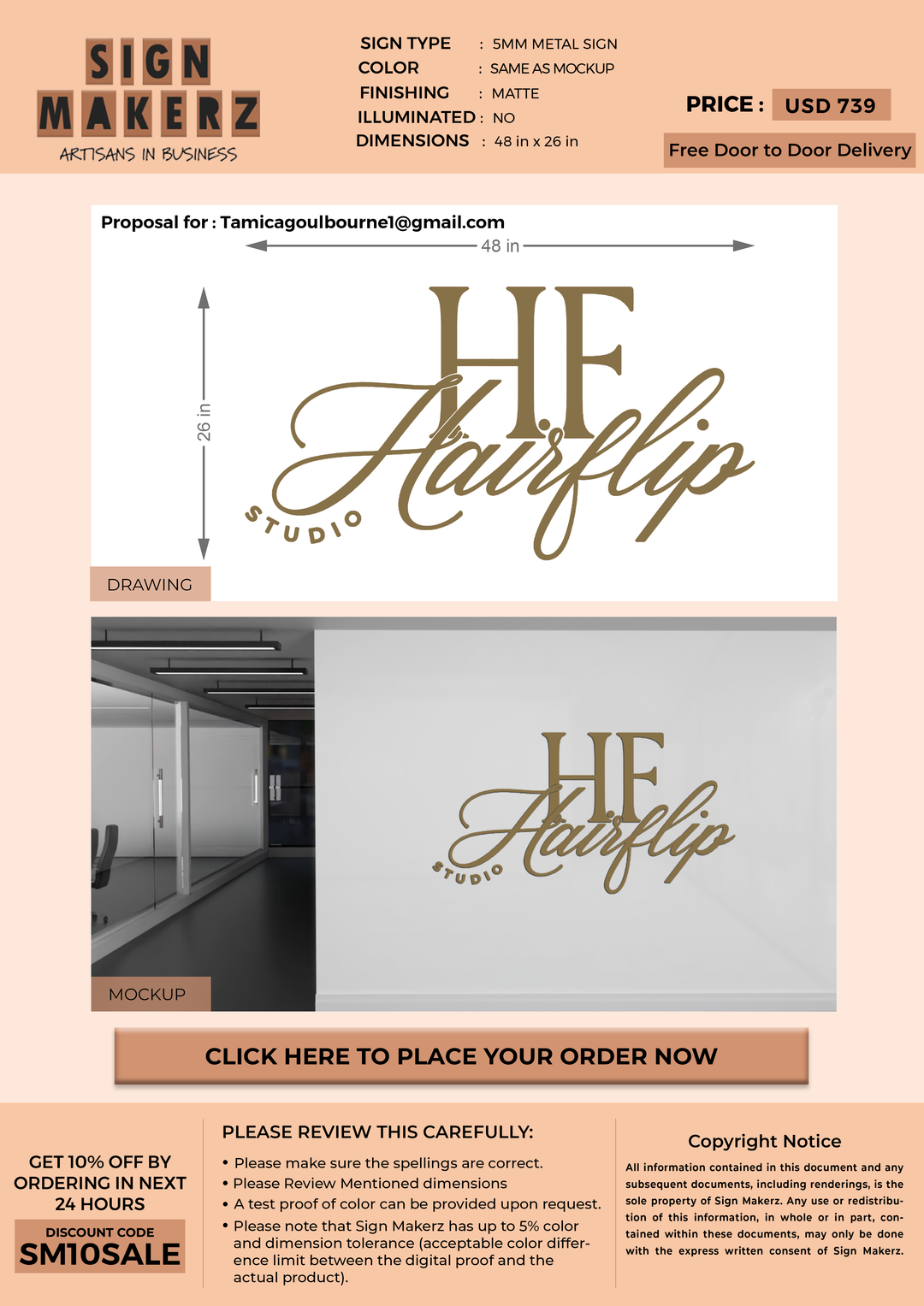 5MM Metal Sign For Tamica