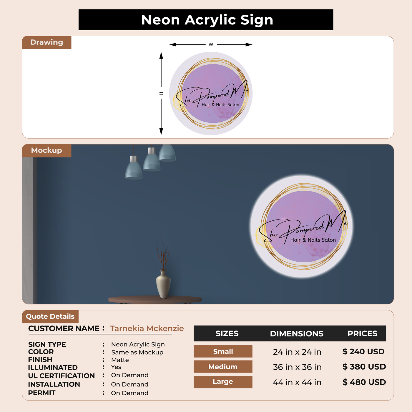 Business signage for Tarnekia Mckenzie