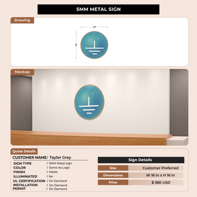 5mm Metal Sign for Taylor Grey