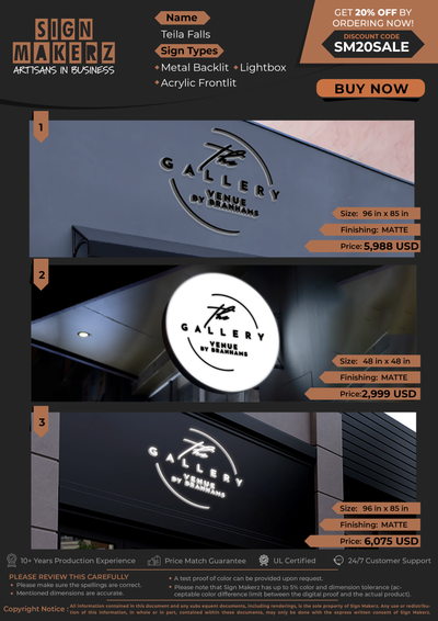 Business Signs for Teila Falls