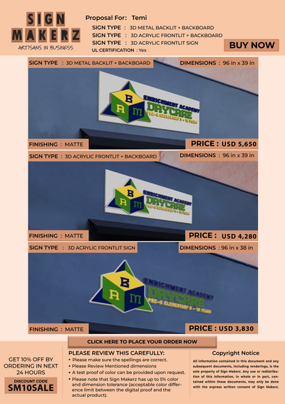 Business signage for Temi